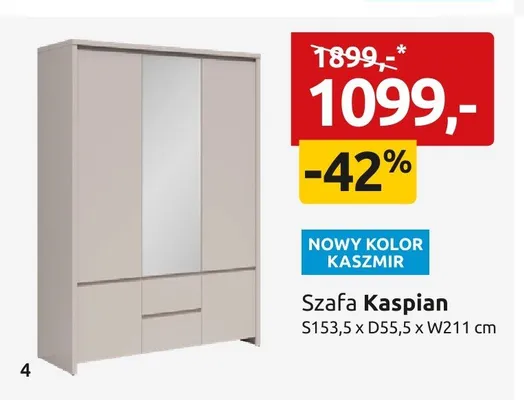 Szafa Kaspian S153,5xD55,5xW211cm promocja w Black Red White