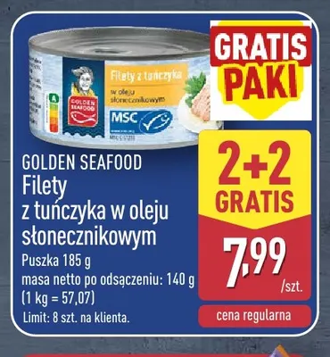 Filety z tuńczyka w oleju słonecznikowym Golden Seafood promocja w Aldi