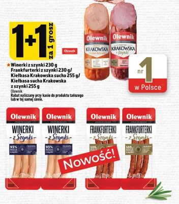 Frankfurterki z szynki Olewnik promocja w TOPAZ