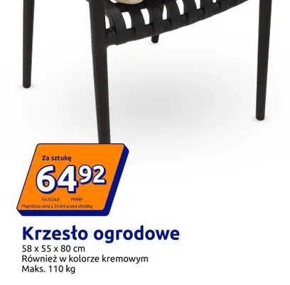Krzesło ogrodowe 58x55x80 cm promocja w Action