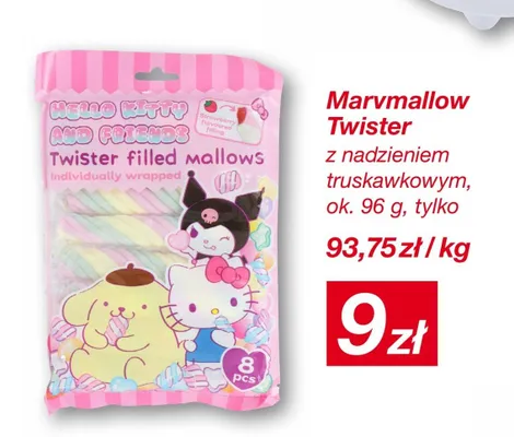 Marymallow Twister Hello Kitty z nadzieniem truskawkowym ok. 96 g promocja w KiK