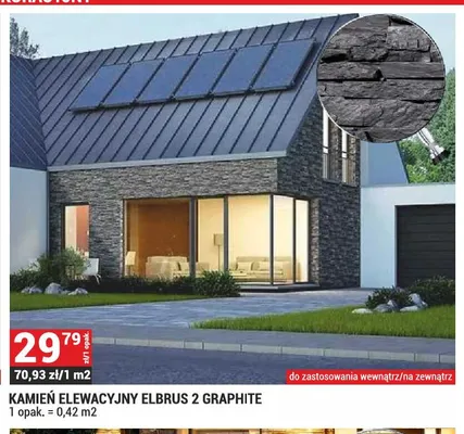 Kamień elewacyjny Elbrus 2 Graphite promocja w Merkury Market
