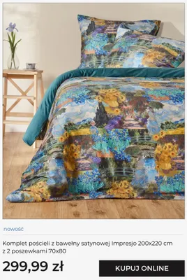 Komplet pościeli z bawełny satynowej Impresjo 200x220 cm z 2 poszewkami 70x80 Home & You promocja w home&you