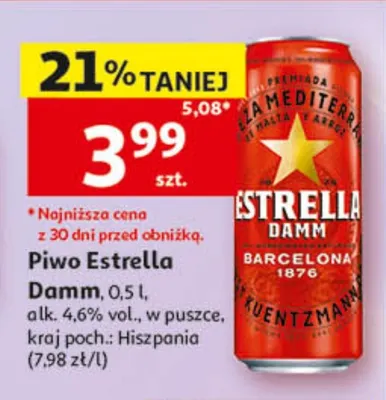 Piwo Estrella Damm promocja w Auchan