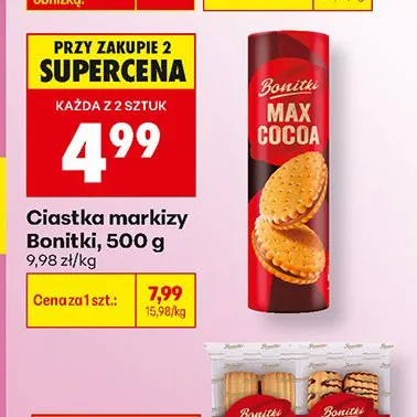 Ciastka markizy Bonitki Max Cocoa promocja w Biedronka