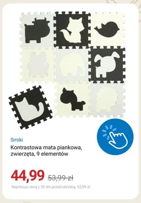 Mata piankowa kontrastowa Smiki zwierzęta 9 elementów promocja w Smyk