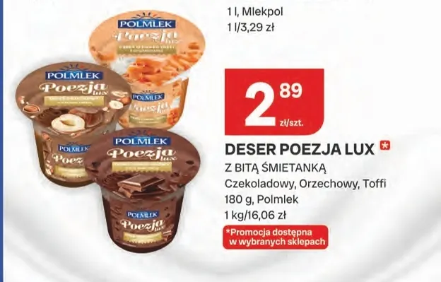 Deser z bitą śmietanką Polmlek Poezja Lux Czekoladowy promocja w Chorten