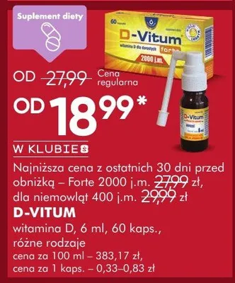 Witamina D 6 ml 60 kaps. promocja w Super-Pharm