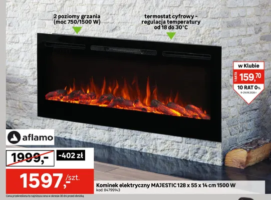 Kominek elektryczny Majestic Aflamo promocja w Leroy Merlin