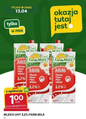Mleko UHT 3,2% promocja w Stokrotka