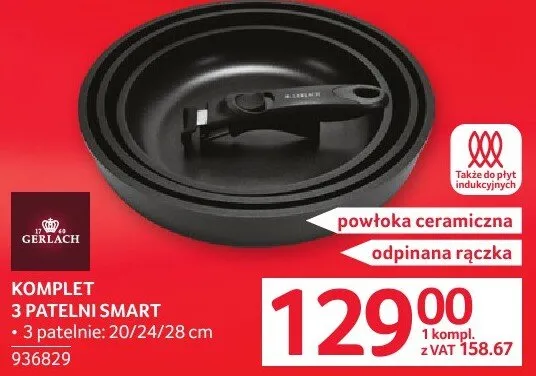 Komplet 3 patelni Smart 2 patelnie 20/24/28 cm promocja w Selgros