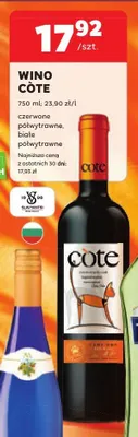 Wino Côte czerwone półwytrawne promocja w Stokrotka