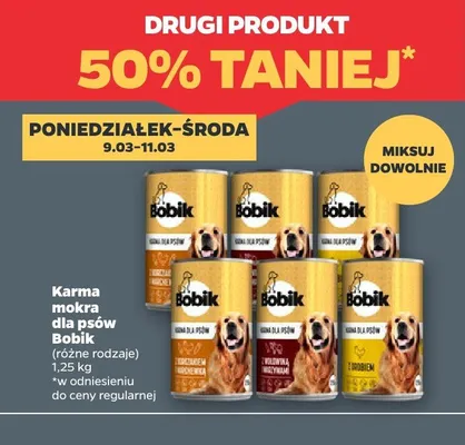 Karma mokra dla psów Bobik (różne rodzaje) promocja w Netto