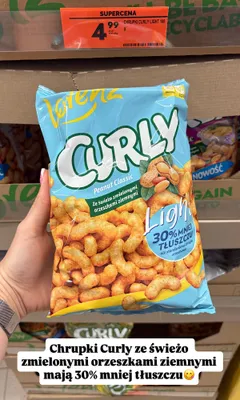 Chrupki Curly Light Peanut Classic Lorenz promocja w Biedronka