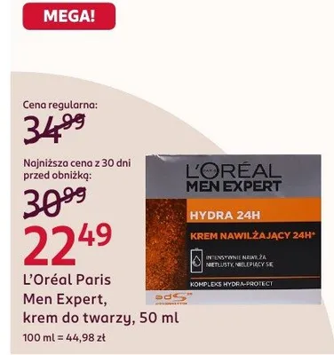 Krem do twarzy Expert Hydra 24H promocja w Rossmann