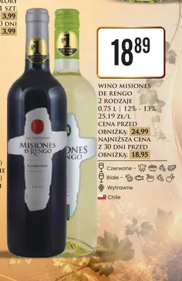 Wino Misiones De Rengo promocja w Dino