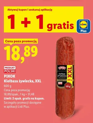 Kiełbasa żywiecka XXL Pikok promocja w Lidl