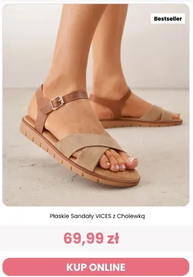 Płaskie sandały VICES z cholewką promocja w Renee
