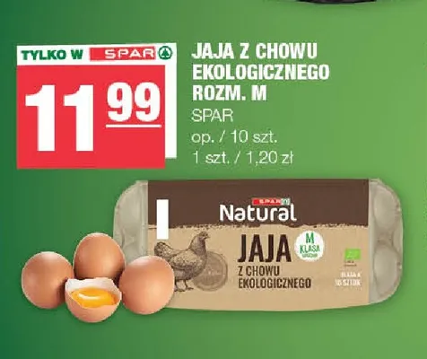 Jajka kurze z chowu ekologicznego rozm. M SPAR promocja w SPAR