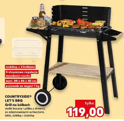 Grill na kółkach COUNTRYSIDE LET'S BBQ 84x86x45cm promocja w Kaufland