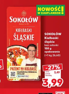 Kiełbaski śląskie bez osłonki Sokołów promocja w Kaufland