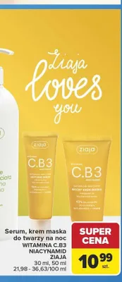 Serum krem maska do twarzy na noc Ziaja C.B3 promocja w Carrefour