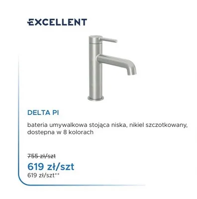 Bateria umywalkowa stojąca niska Excellent Delta Pi nikiel szczotkowany promocja w Blu Salony Łazienek