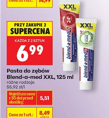 Pasta do zębów XXL różne rodzaje promocja w Biedronka