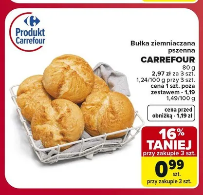 Bułka ziemniaczana pszenna Carrefour promocja w Carrefour Market