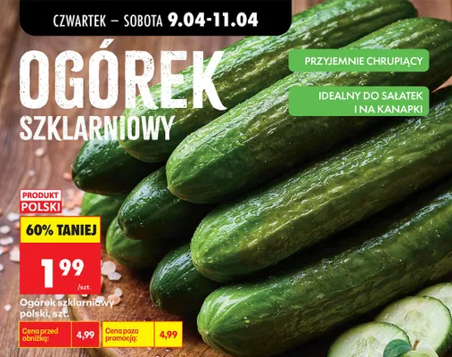 Ogórek szklarniowy polski promocja w Biedronka