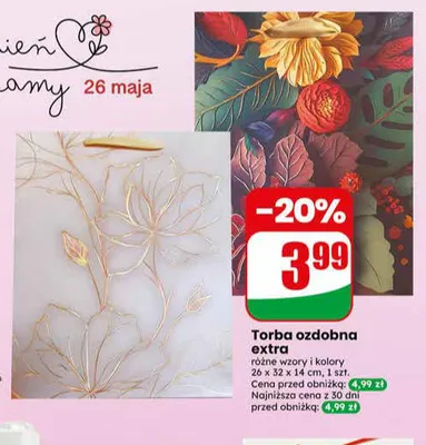 Torba ozdobna extra 26x32x14cm promocja w Dino