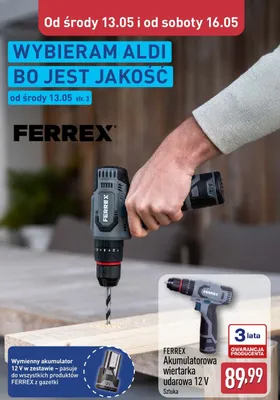 Akumulatorowa wiertarka udarowa Ferrex 12V promocja w Aldi