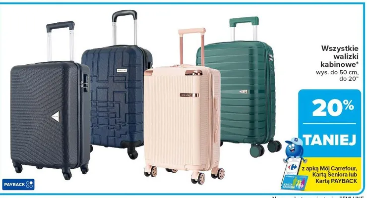 Walizki kabinowe wys. do 50 cm, do 20 promocja w Carrefour
