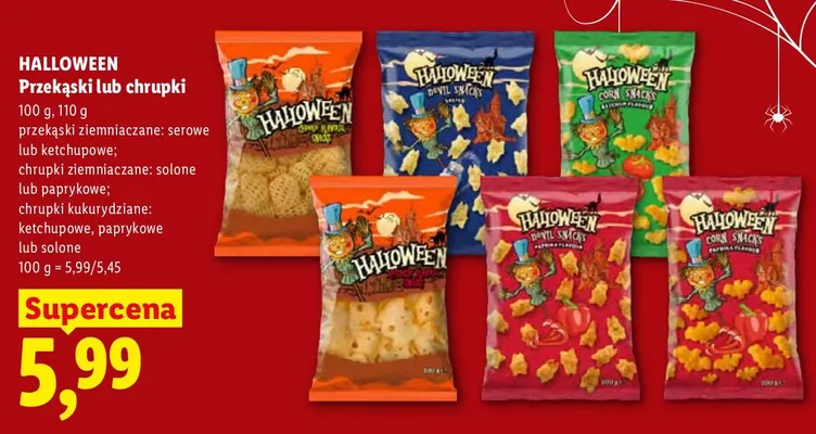 Przekąski ziemniaczane serowe Halloween promocja w Lidl