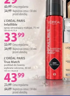 Spray utrwalający makijaż Infaillible promocja w Hebe