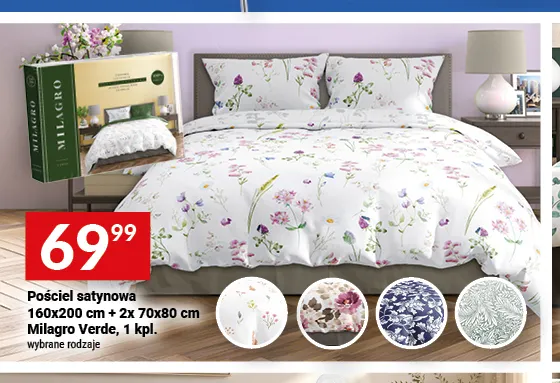 Pościel satynowa 160x200 cm + 2x70x80 cm Milagro Verde promocja w Twój Market