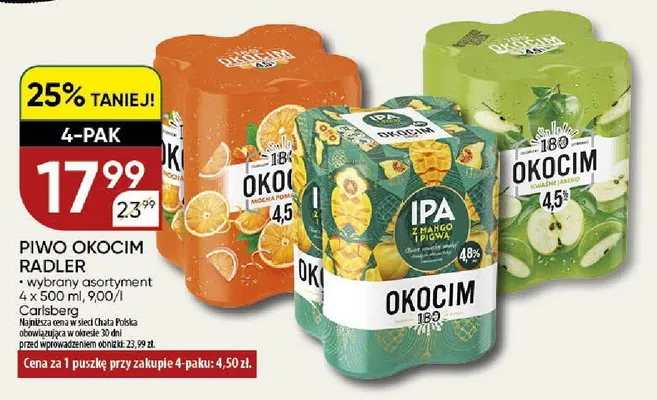 Piwo Okocim Radler 4-pak promocja w Chata Polska