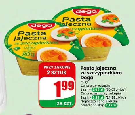 Pasta jajeczna ze szczypiorkiem Dega promocja w Dino