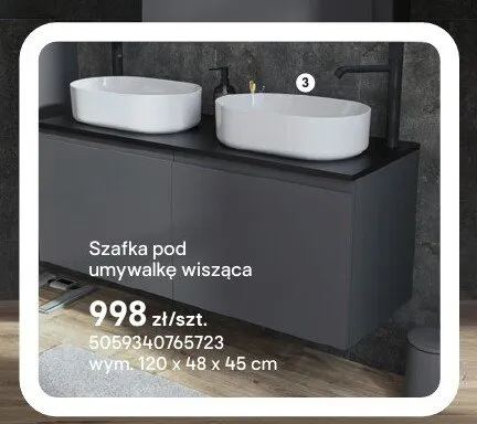 Szafka pod umywalkę wisząca GoodHome Levanna promocja w Castorama
