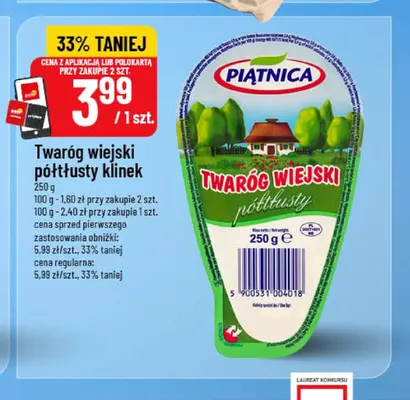 Twaróg wiejski półtłusty klinek Piątnica promocja w POLOmarket