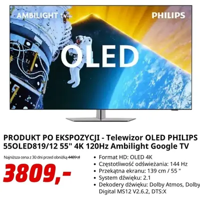 Telewizor Oled Philips 55OLED819/12 55" 4K Ambilight promocja w Media Markt