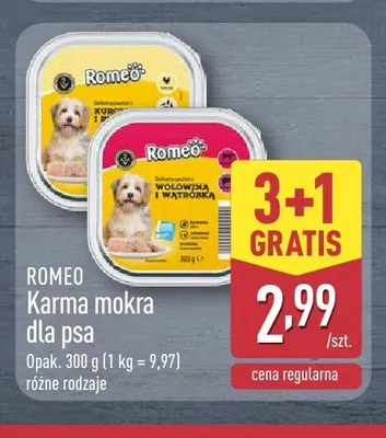 Karma mokra dla psa Romeo z drobiem promocja w Aldi