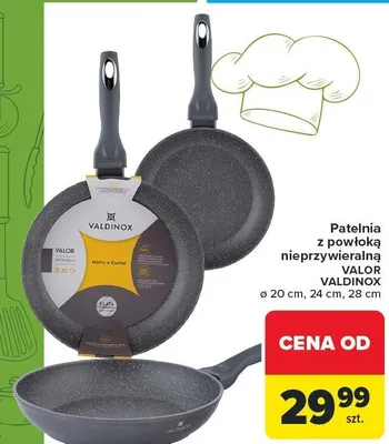Patelnie patelnia z powłoką nieprzywieralną VALOR VALDINOX promocja w Carrefour