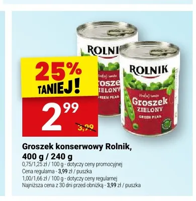 Groszek konserwowy Rolnik promocja w Twój Market