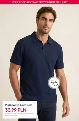 Prążkowana bluza polo promocja w Sinsay