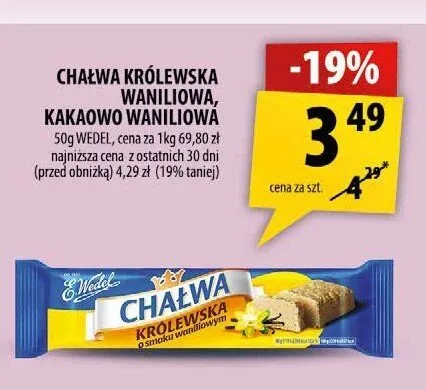Chałwa Królewska kakaowo-waniliowa E.Wedel promocja w Arhelan