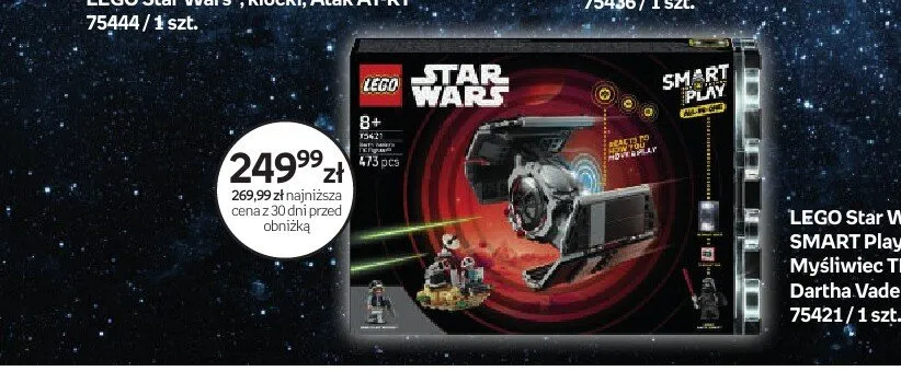 Klocki LEGO Star Wars SMART Play Myśliwiec TIE Dartha Vadera 75421 promocja w Empik
