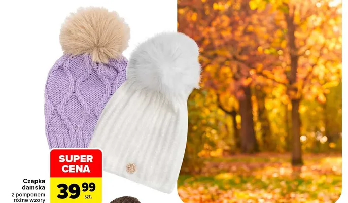 Czapka damska z pomponem promocja w Carrefour