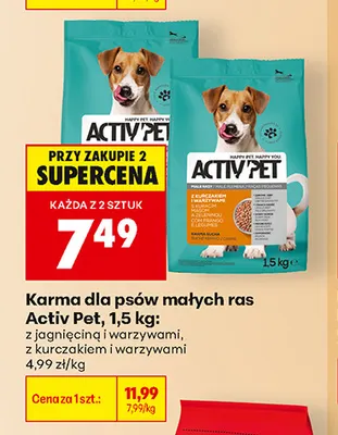 Karma dla psów małych ras Activ Pet z jagnięciną i warzywami promocja w Biedronka