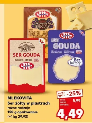 Ser żółty Rolada Ustrzycka w plastrach Mlekovita promocja w Kaufland
